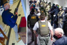Một đặc vụ FBI (trái) phản ứng sau vụ bắn cô Ashli Babbitt tại Tòa nhà Quốc hội Hoa Kỳ. Các đặc vụ FBI (phải) hộ tống các thượng nghị sĩ từ Tòa nhà Văn phòng Thượng viện Hart đến Tòa nhà Quốc hội vào ngày 06/01/2021. (Ảnh: Cảnh sát Quốc hội Hoa Kỳ/Minh họa của The Epoch Times)